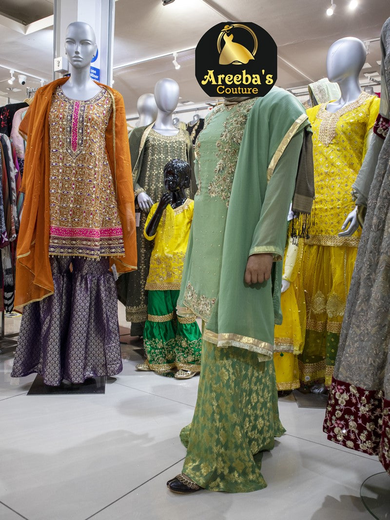 MINT SHARARA SUIT- Areeba's Couture