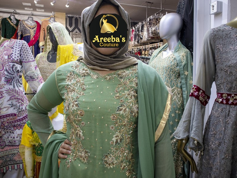 MINT SHARARA SUIT- Areeba's Couture