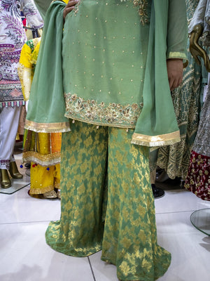 MINT SHARARA SUIT- Areeba's Couture