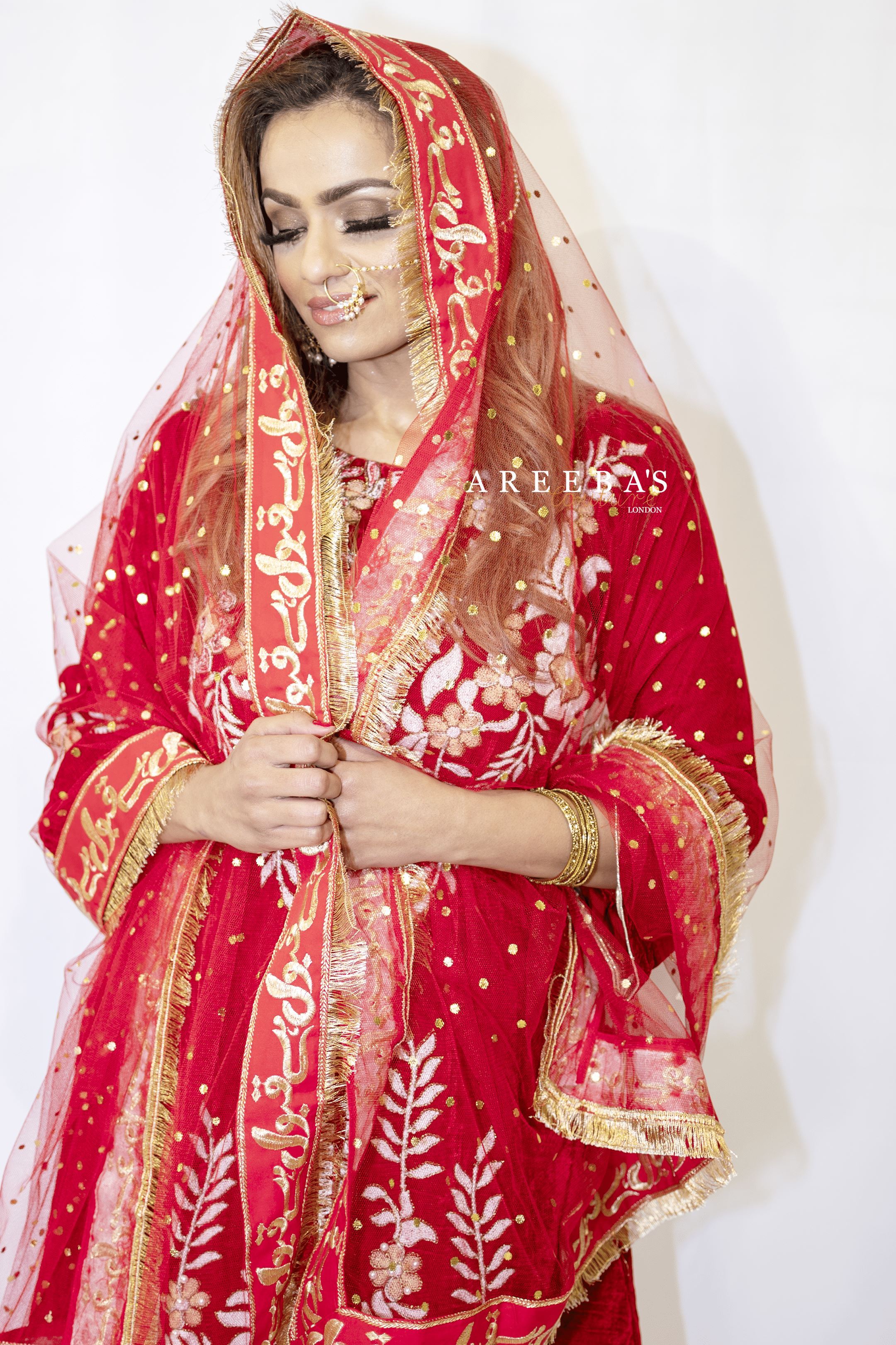 Nikah Dupatta in Red !! qabool hai- Areeba's Couture