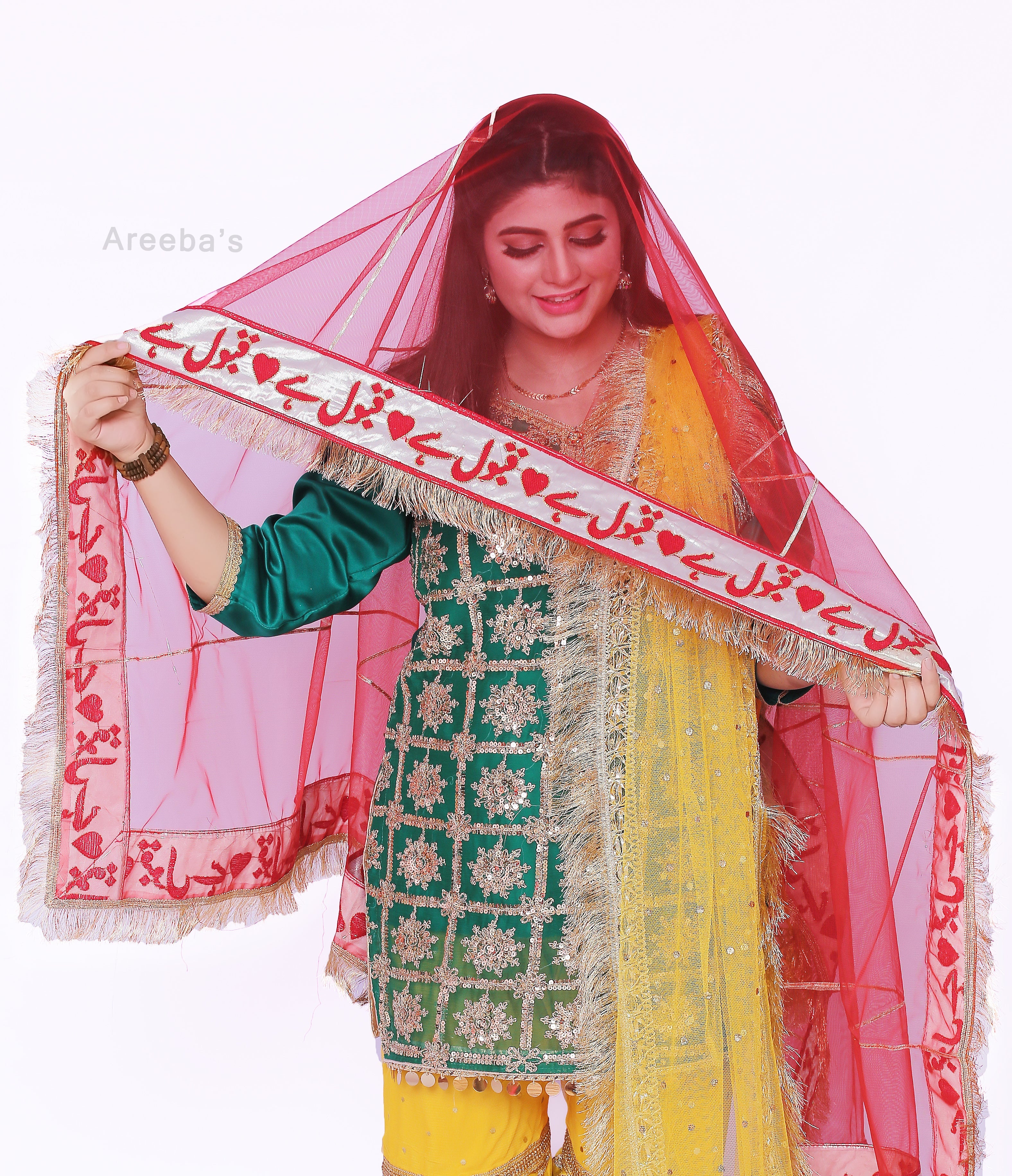 Nikah Dupatta in Red !! qabool hai- Areeba's Couture