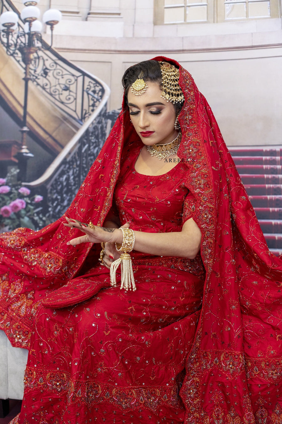 NK bridal Red- Areeba's Couture