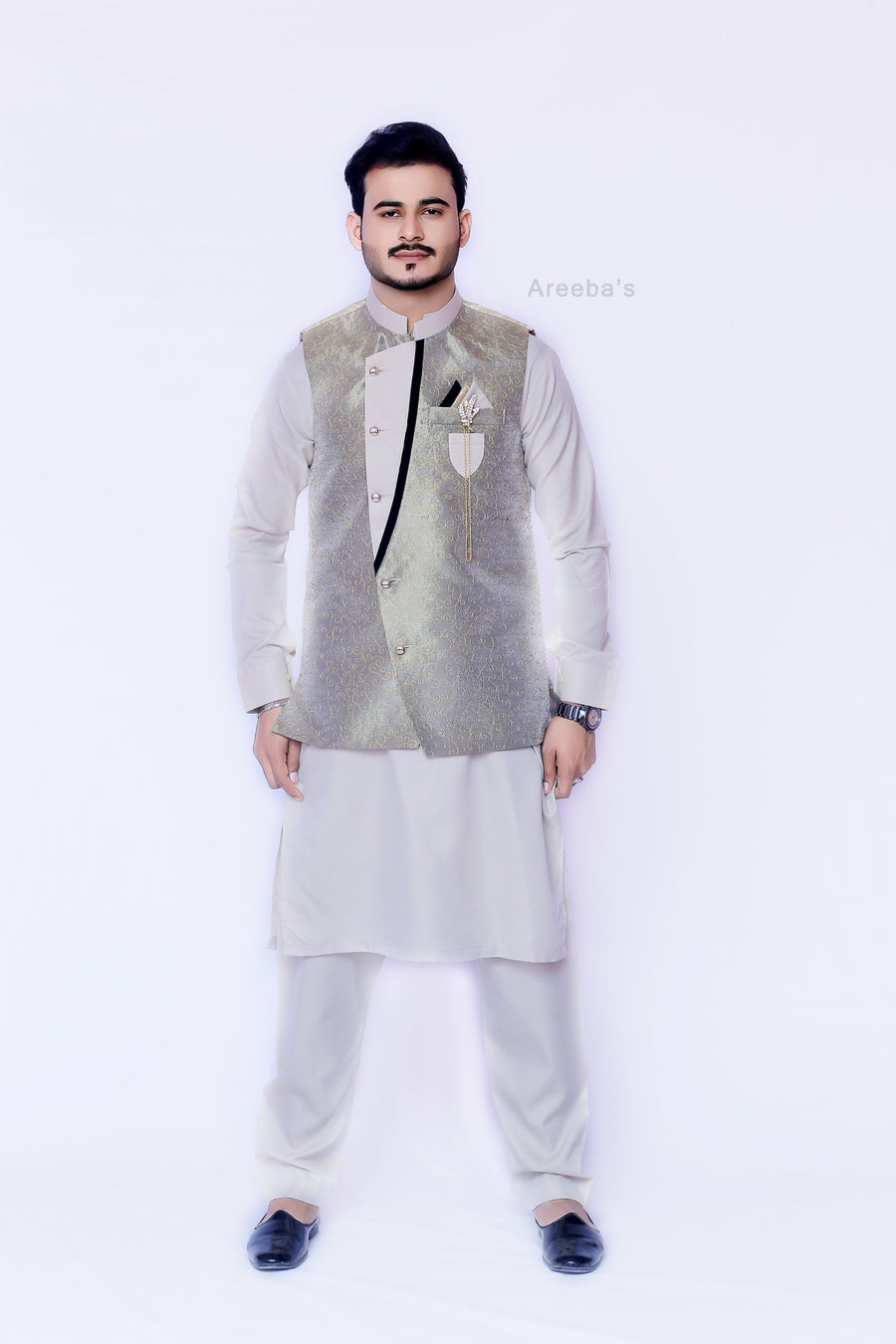 Pakistani fancy waistcoat suit BJ006- Areeba's Couture
