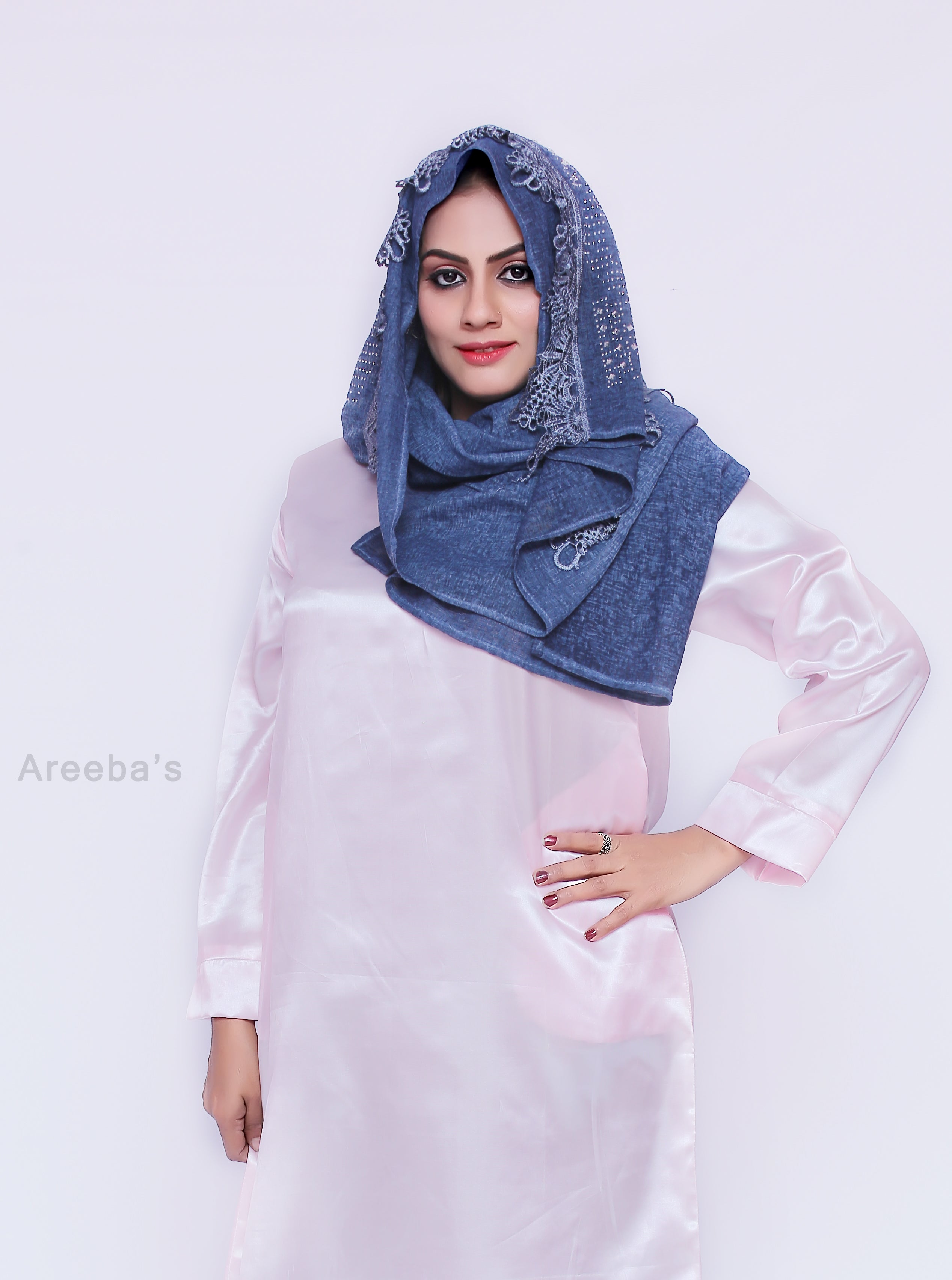 Pale slate Slip dress- Areeba's Couture